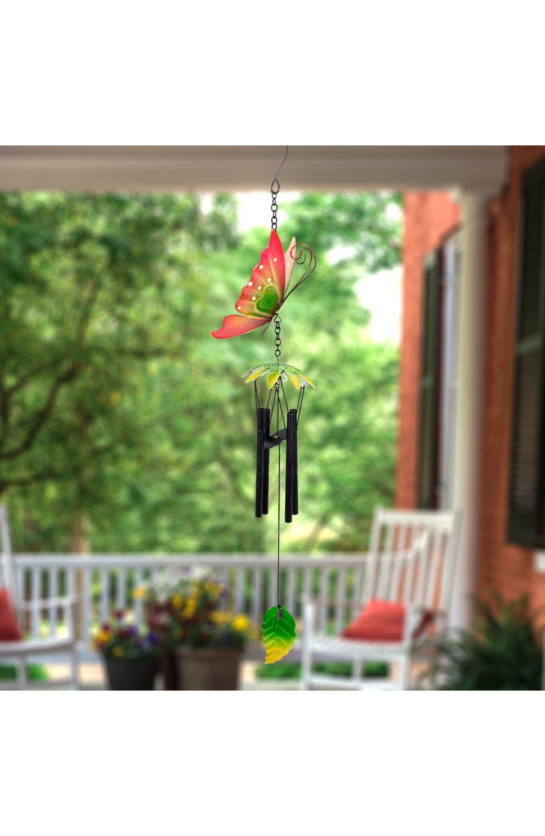 Northlight 19" Red Metal Butterfly Outdoor Garden Windchime, Alternate, color, Red