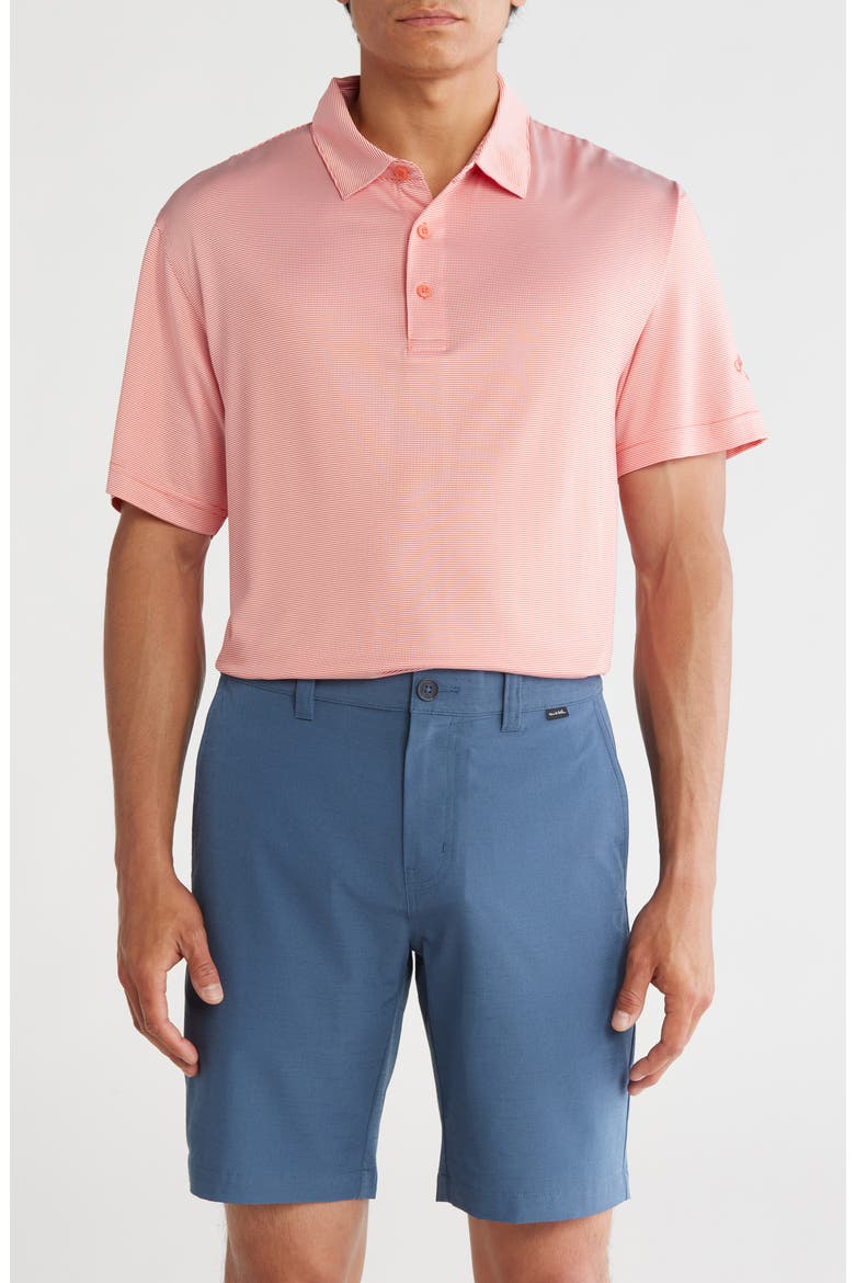 Fine Line Stripe Polo, Main, color, SPICED CORAL