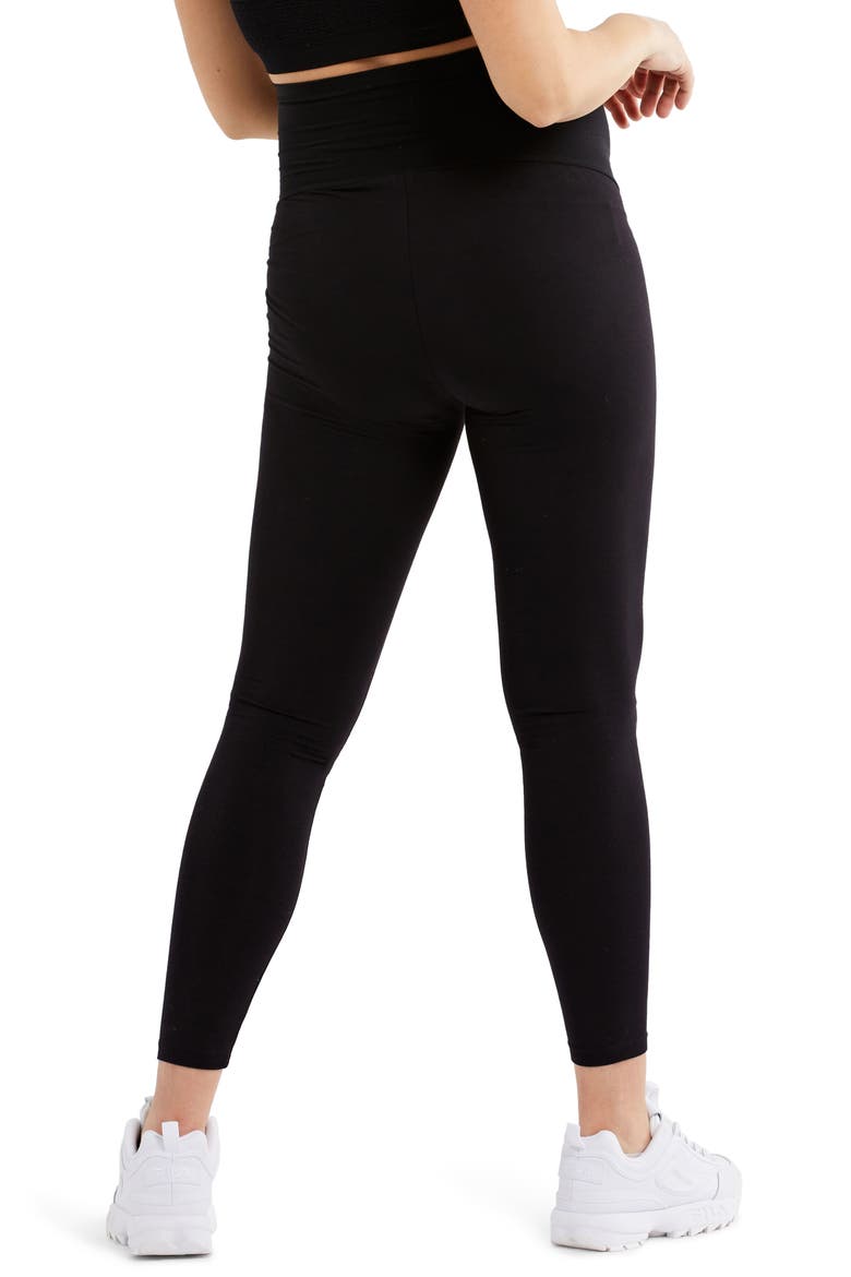 Luxessentials Secret Fit Belly Maternity Leggings, Alternate, color, BLACK