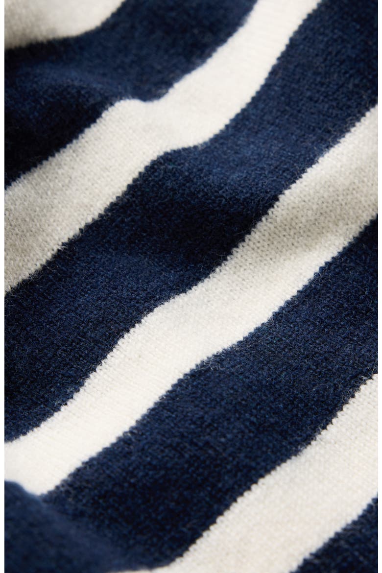 Felicity Bow Cotton & Cashmere Sweater, Alternate, color, NAVY,IVORY STRIPE