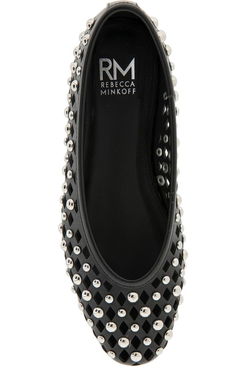 Rebecca Minkoff Delta Studded Flat, Alternate, color, Black