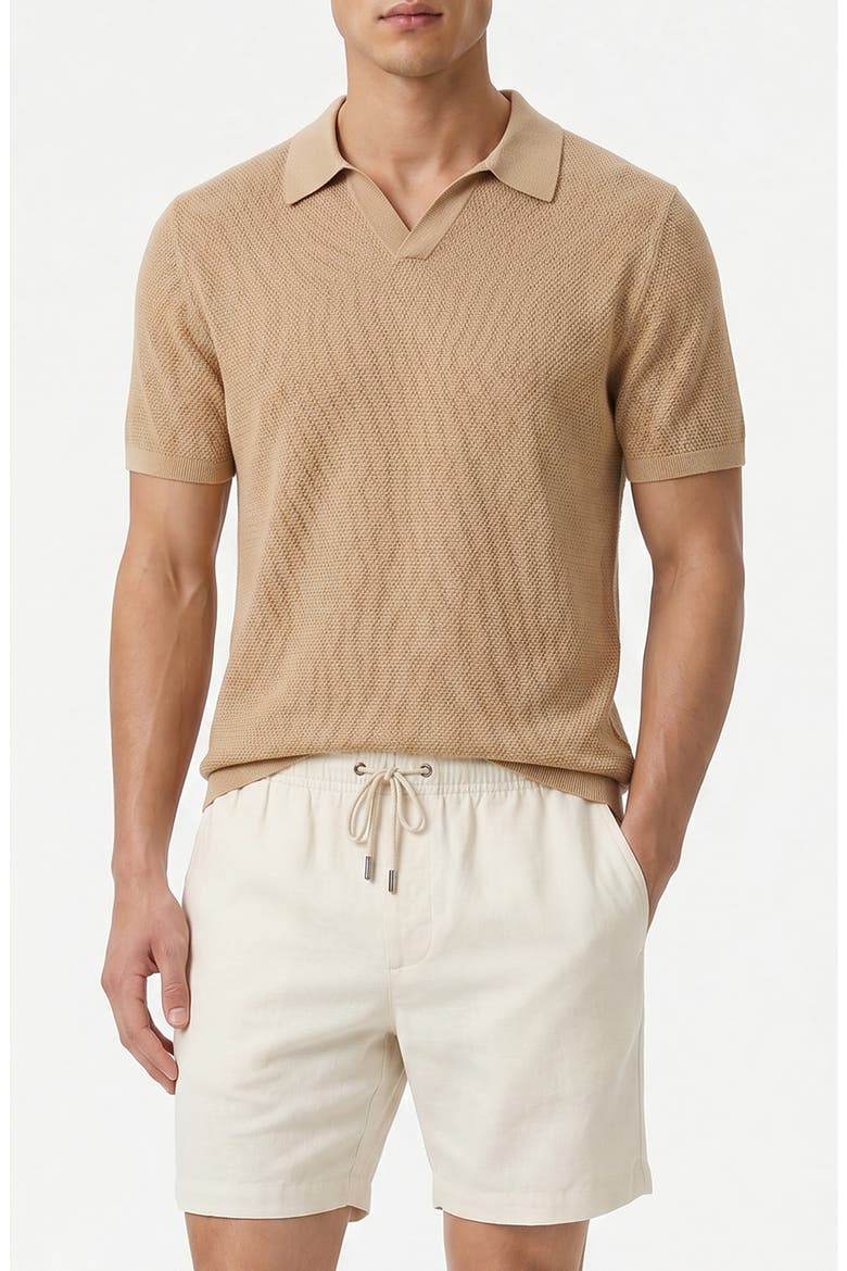 Johnny Collar Cotton Textured Knit Polo, Main, color, SAND