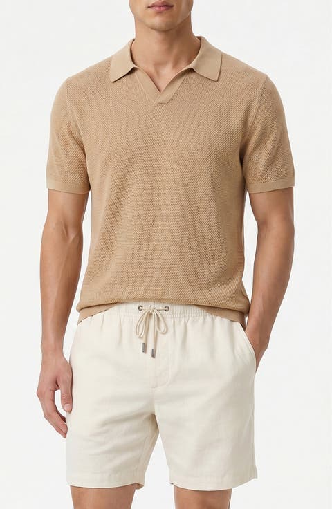 Johnny Collar Cotton Textured Knit Polo