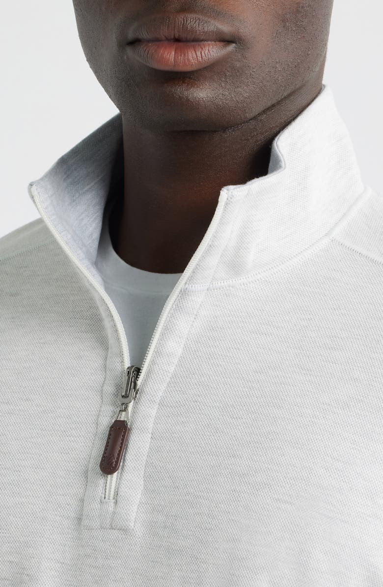 Johnston & Murphy Icon Reversible Cotton Blend Quarter Zip Pullover, Alternate, color, White/ Storm