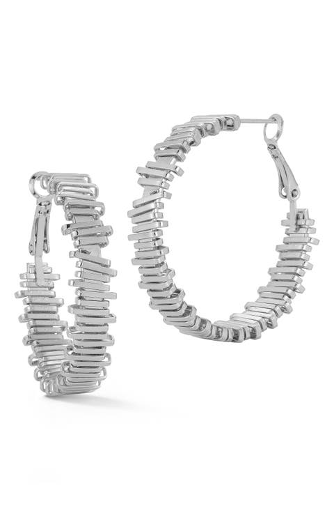 Textured Round Hoop Earrings