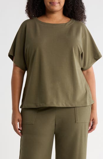Max Studio Stitch Knit Top In Green