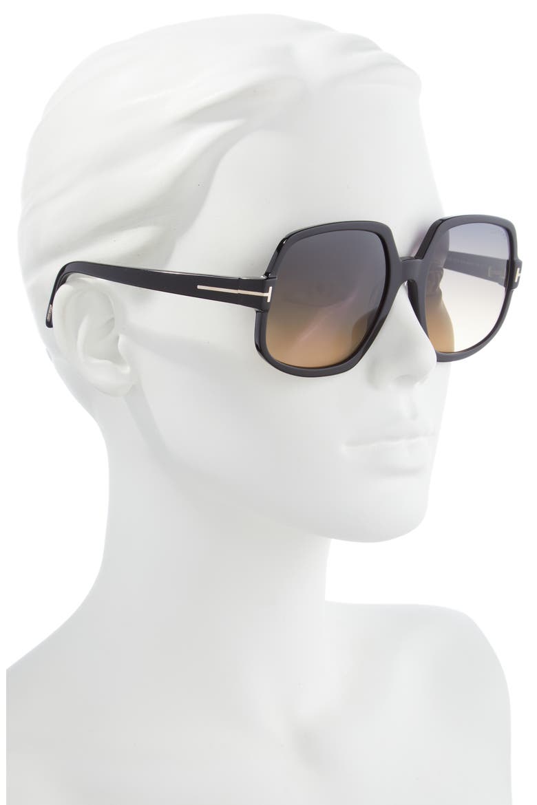Delphine 60mm Gradient Sunglasses, Alternate, color, SHINY BLACK / GRADIENT SMOKE