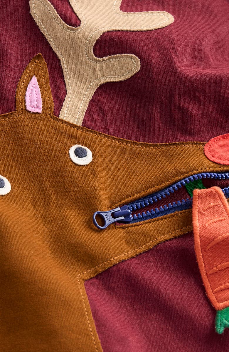 Mini Boden Kids' Zip Appliqué T-Shirt, Alternate, color, Port Deer