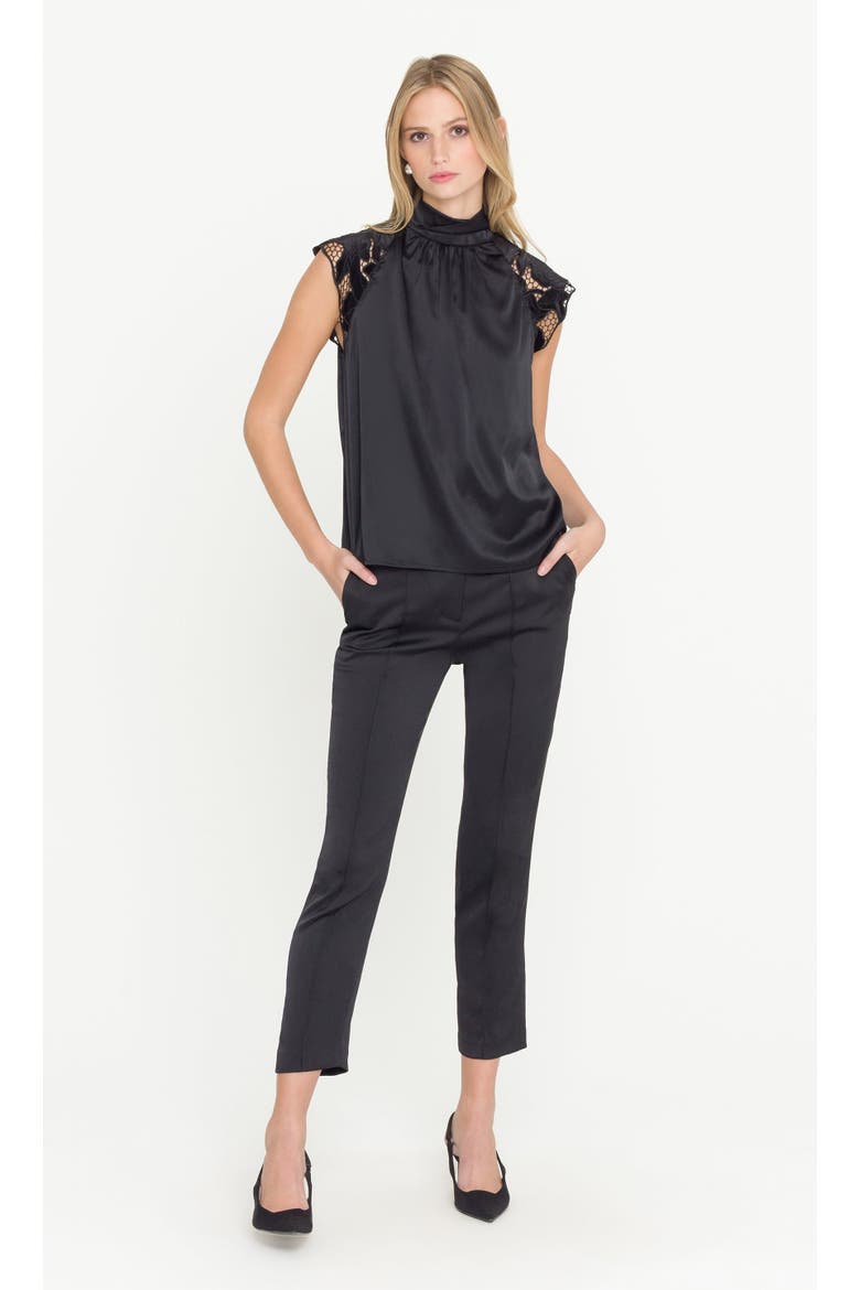 Rachel Velvet Lace Halter Blouse, Alternate, color, Black