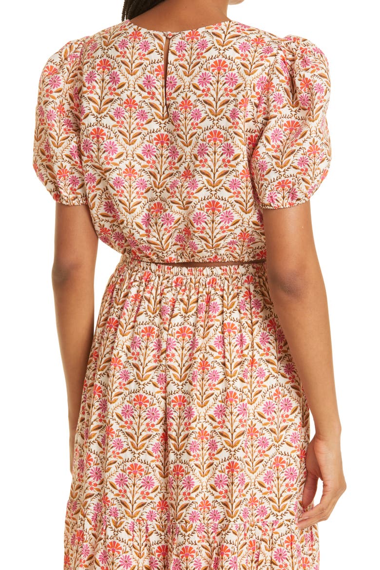 Floral Crop Linen Top, Alternate, color, WALLPAPER FLORAL