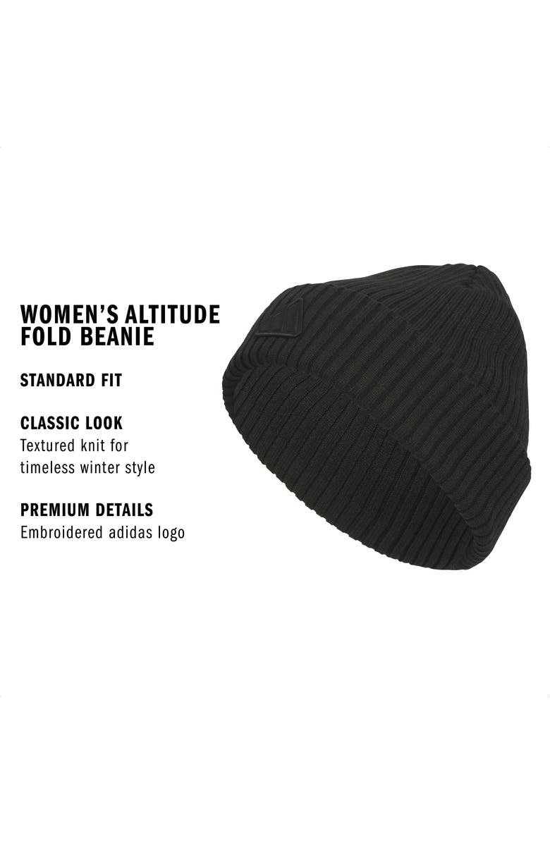 adidas Altitude Folded Cuff Beanie, Alternate, color, Black