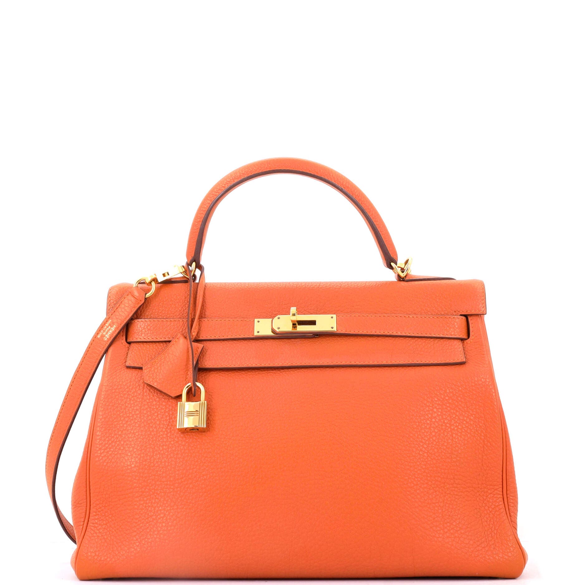 Kelly Handbag Orange Togo with Gold Hardware 32, Main, color, Orange