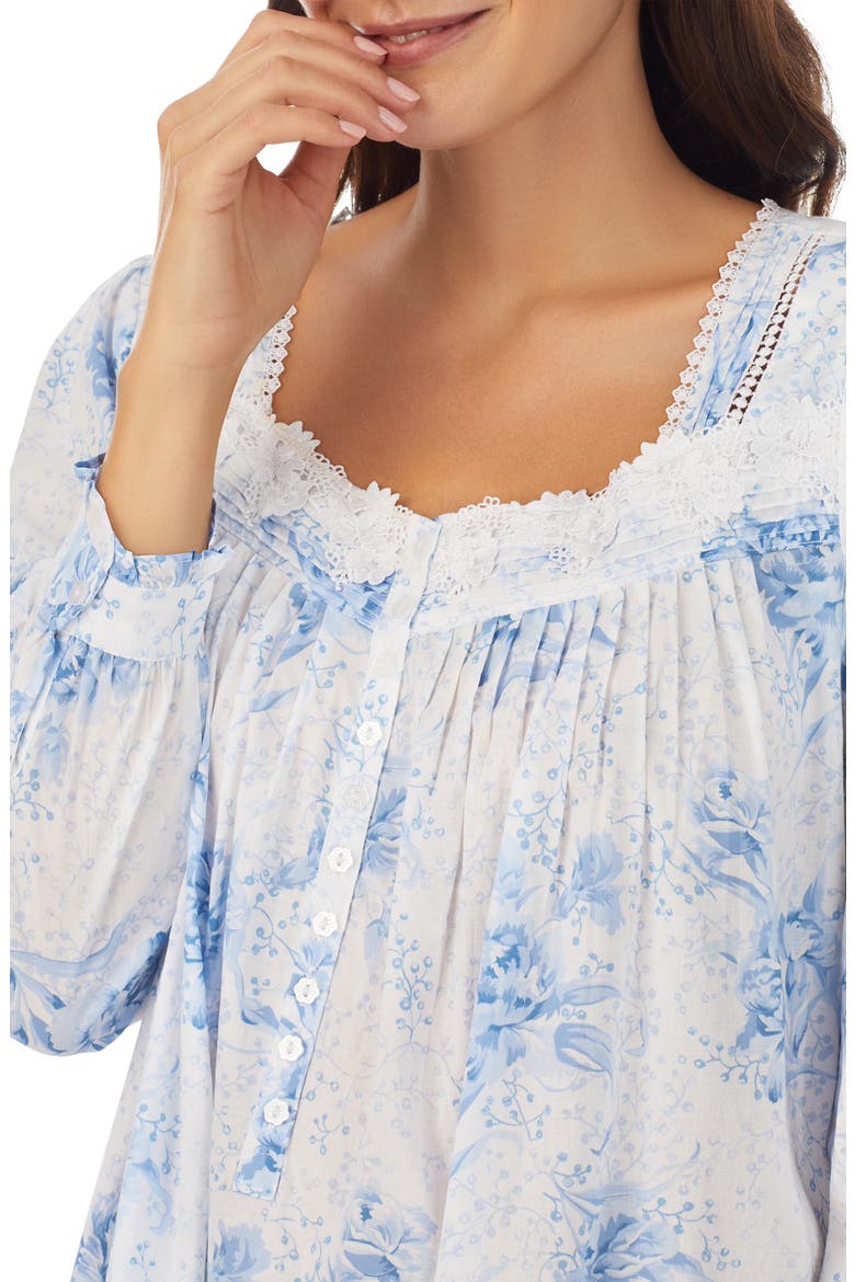 Floral Print Cotton Ballet Nightgown, Alternate, color, WHITE FLORAL