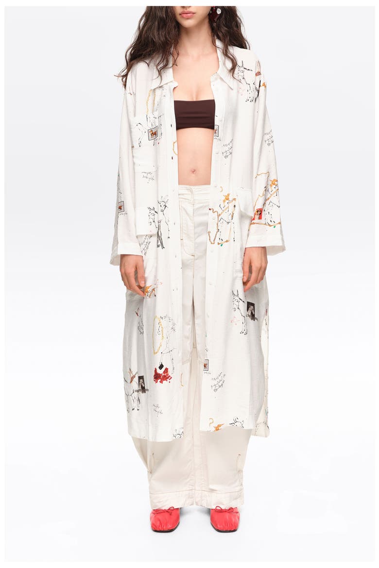 Chain Print Midi Shirt Dress, Main, color, COLLAGE ANIMAL CHAIN