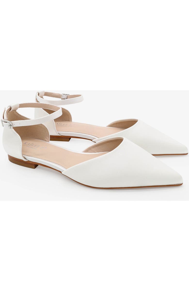 Kailee P Bella Satin pointed toe Ankle Strap, Main, color, White