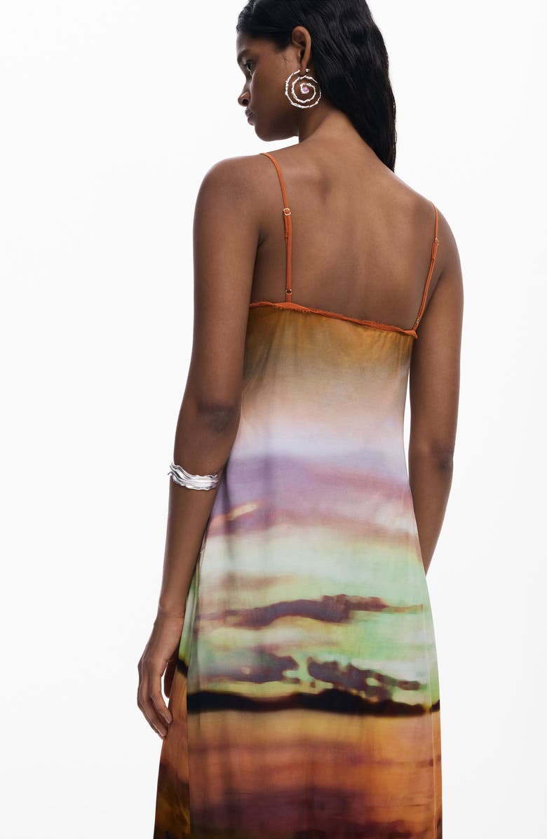 Desigual Watercolor Stripe Slipdress, Alternate, color, Yellow