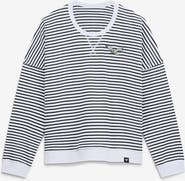 FANATICS Women's Fanatics White/Black Philadelphia Eagles Striped Oversized French Terry Sweatshirt