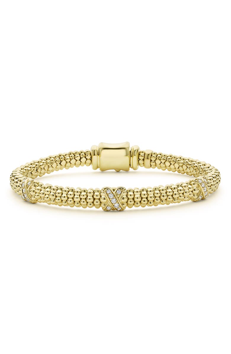 LAGOS Embrace Triple Pavé Diamond Station Bracelet, Main, color, Gold Metallic