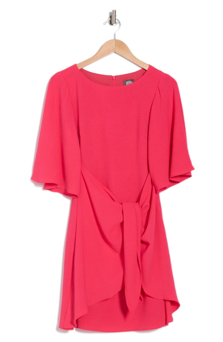 Vince Camuto Tie Front Dress, Alternate, color, Hot Pink