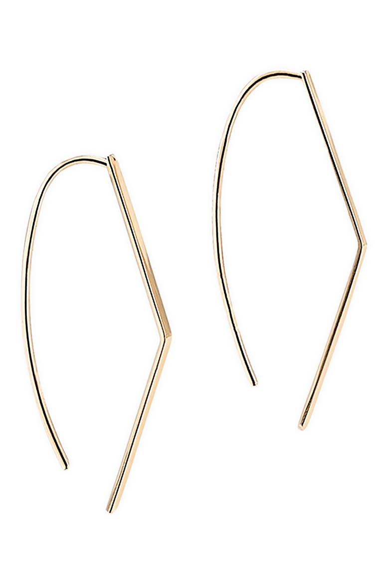 Flat Geometric Threader Hoop Earrings, Alternate, color, YELLOW
