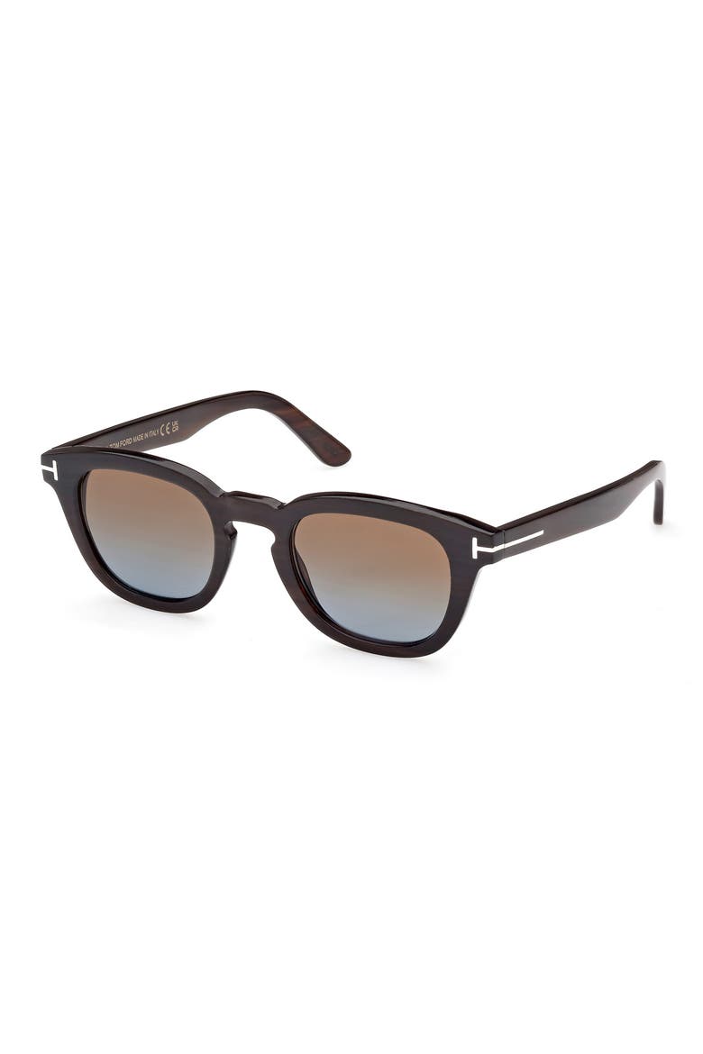 48mm Gradient Polarized Square Sunglasses, Alternate, color, BROWN HORN / GRADIENT BROWN