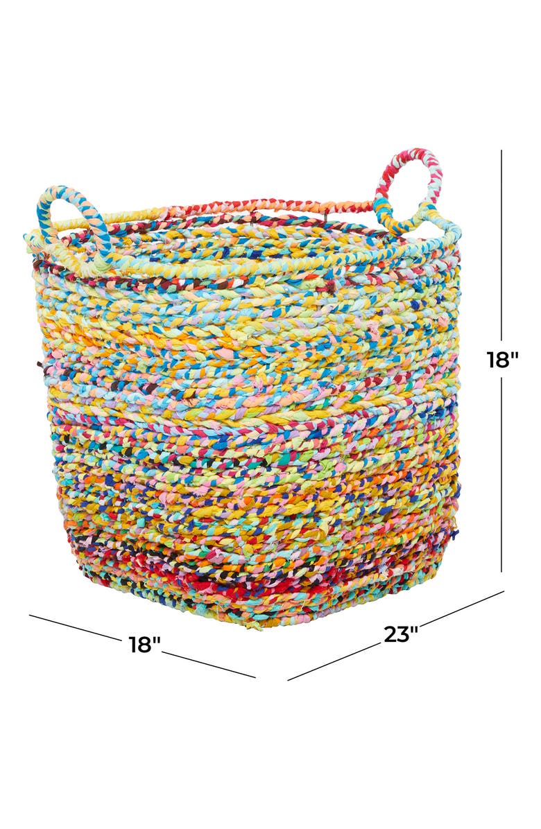 GINGER BIRCH STUDIO Multi Colored Cotton Bohemian Storage Basket with Handles, Alternate, color, Multi