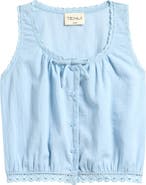 TENLY Kids' Lace Trim Gauze Peasant Top