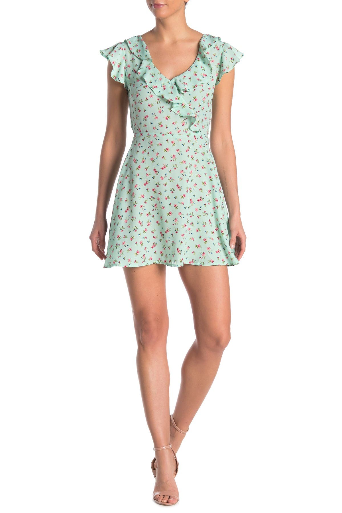 Colorful Mini Ruffle Dress Floral Ruffle Mini Dress (Women) | Nordstromrack