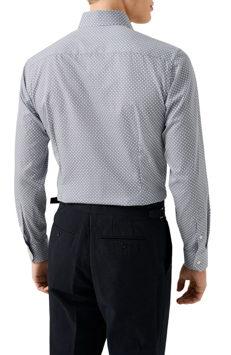 Eton Contemporary Fit Medallion Print Cotton Dress Shirt, Alternate, color, Medium Blue