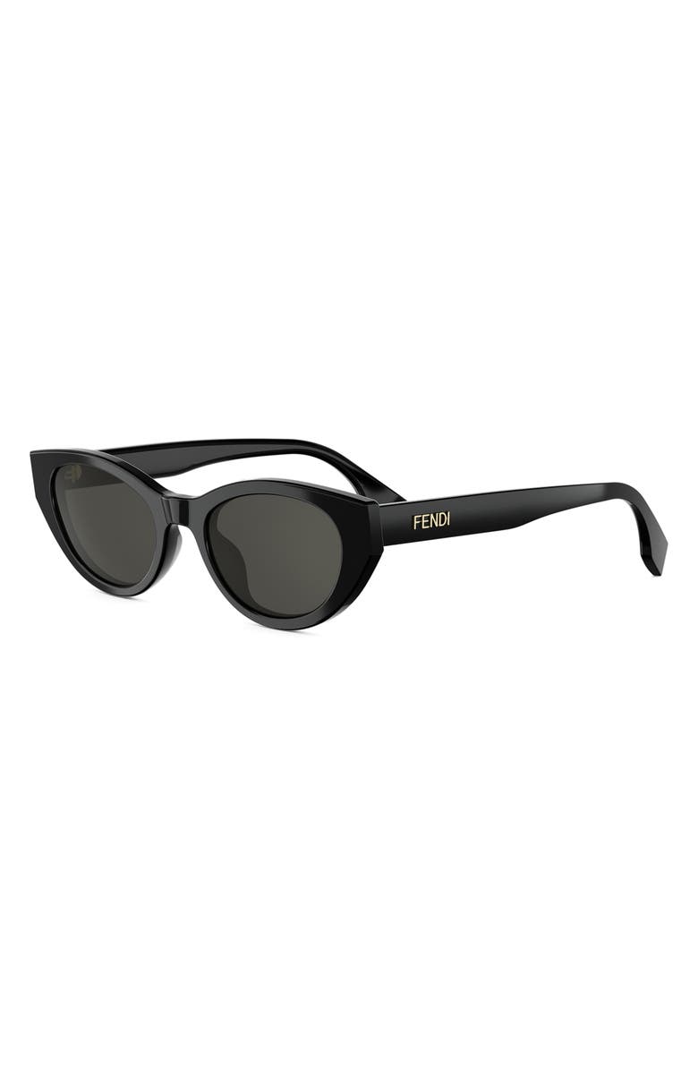 Fendi Lettering 51mm Oval Sunglasses, Alternate, color, Shiny Black / Smoke