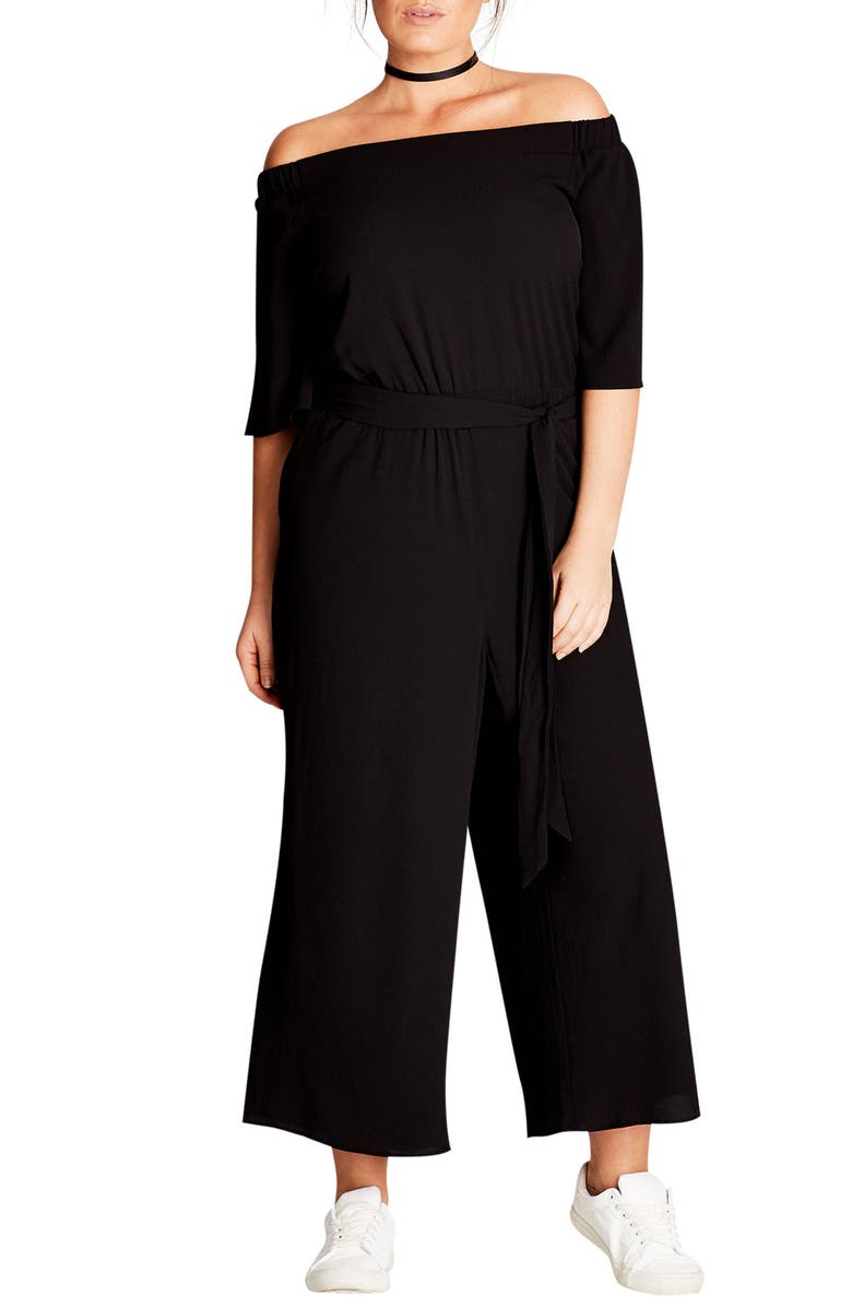 City Chic Off the Shoulder Jumpsuit, Alternate, color, 