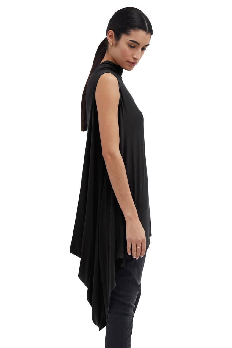 Ines Drape Sleeveless High-Low Tunic Top, Alternate, color, BLACK