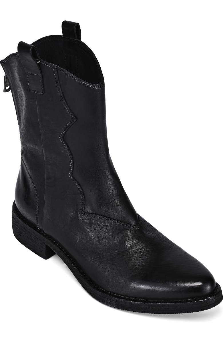 OLD TREND Vintage Genuine Leather Western Inspired Mid Shaft Boot, Main, color, Black