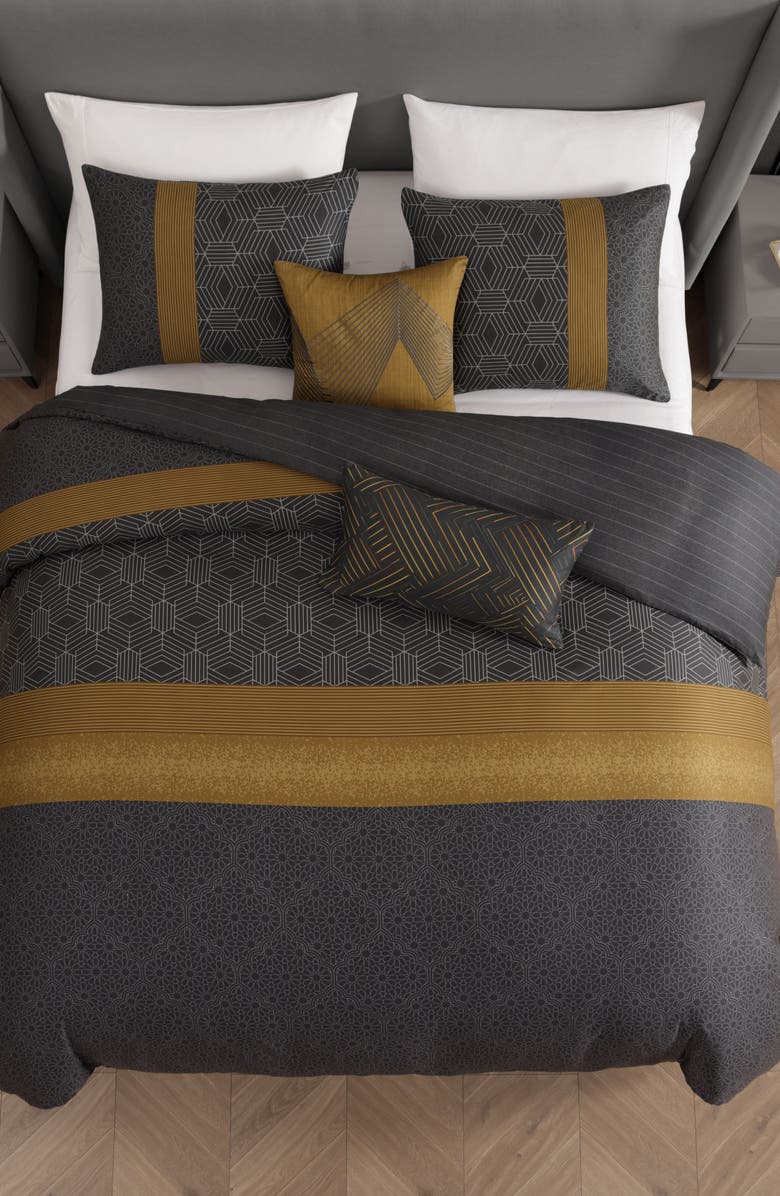 Bebejan Golden Hex Reversible 5-Piece Comforter Set, Alternate, color, Grey