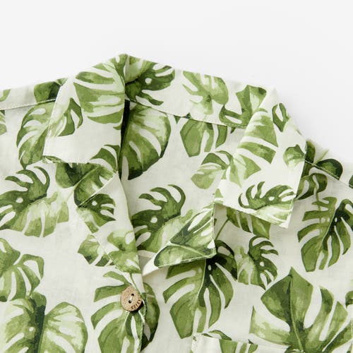 Milkbarn Linen Button-up Shirt And Shorts Set In Green
