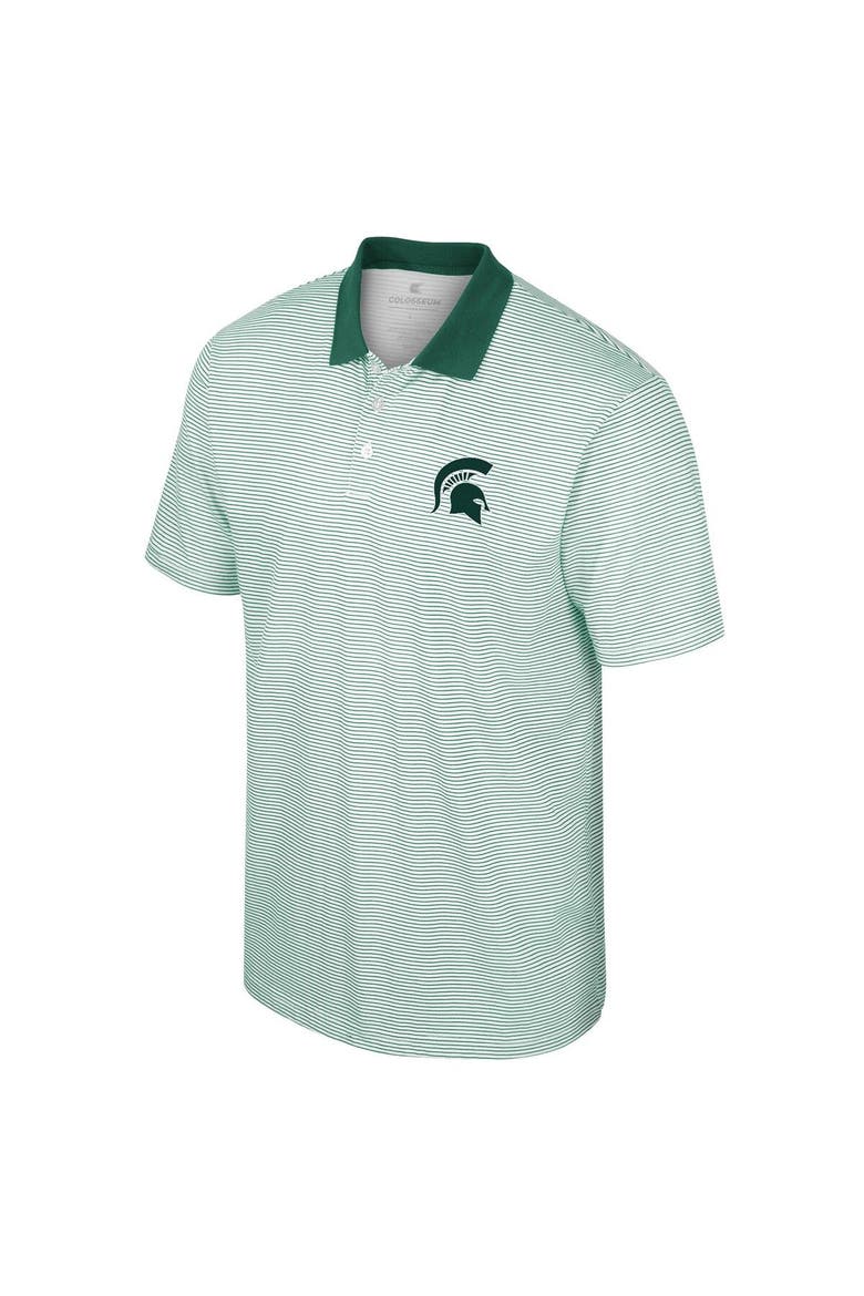 Men's Colosseum White Michigan State Spartans Print Stripe Polo, Alternate, color, White