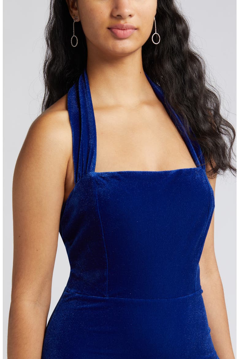Enchanting Touch Halter Velvet Gown, Alternate, color, ROYAL BLUE