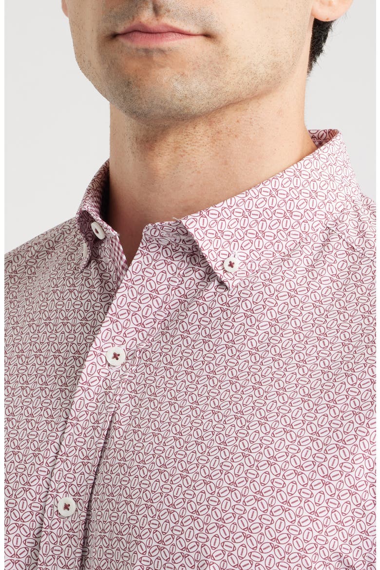 XC+™ Football Print Performance Button-Down Shirt, Alternate, color, BURGUNDY