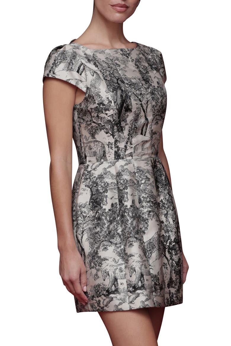 Toile Fit & Flare Minidress, Alternate, color, BLACK AND GREY TOILE