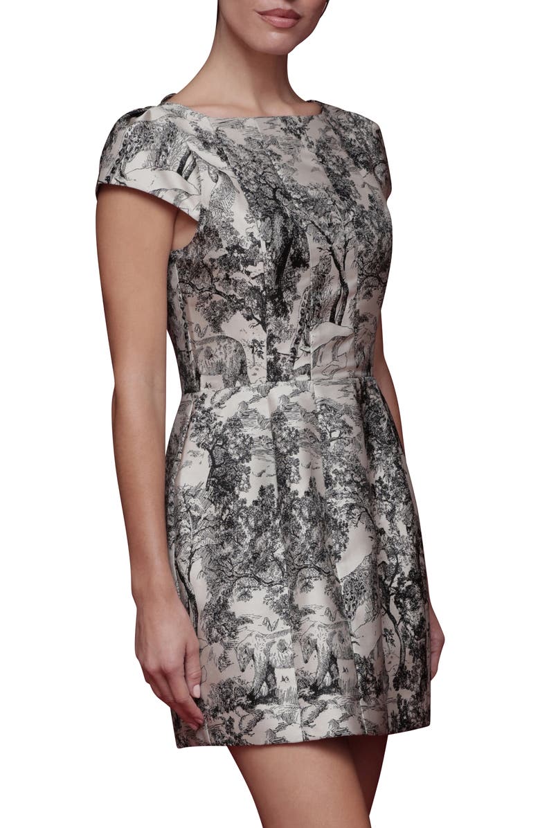 Avec Les Filles Toile Fit & Flare Minidress, Alternate, color, Black And Grey Toile