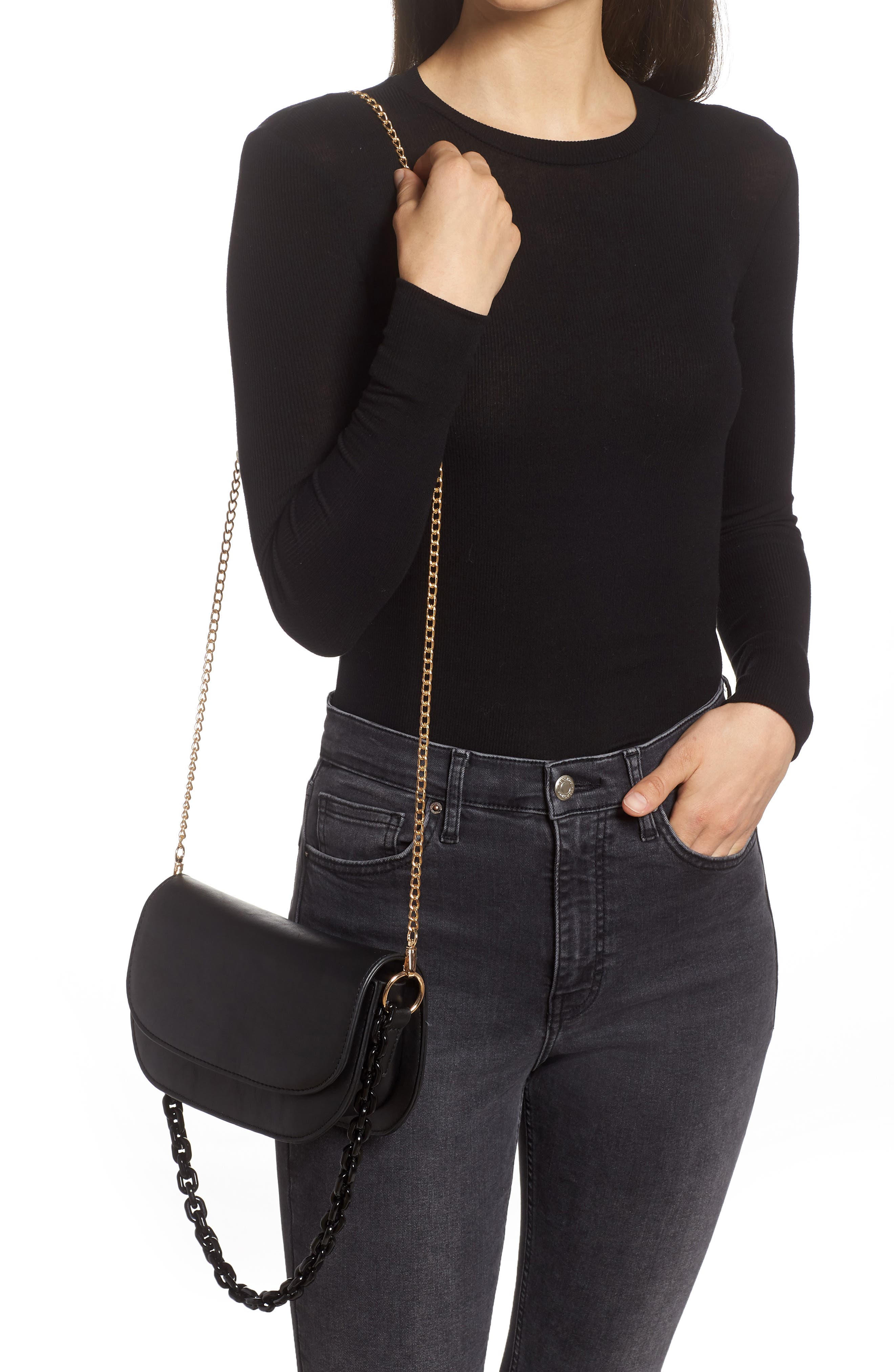 Malibu Skye Amy Faux Leather Baguette Crossbody Bag, Alternate, color, 