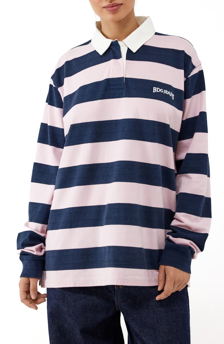 BDG Urban Outfitters Stripe Cotton Rugby Shirt, Main, color, 