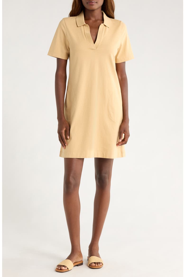 Islandscape Jersey Polo Dress, Main, color, CROISSANT