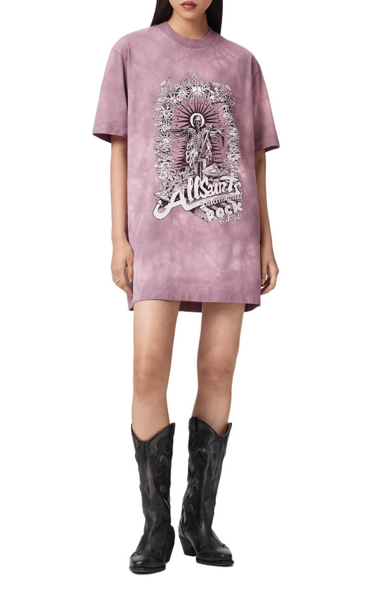 AllSaints Avalon Graphic T-Shirt Dress, Main, color, Pink