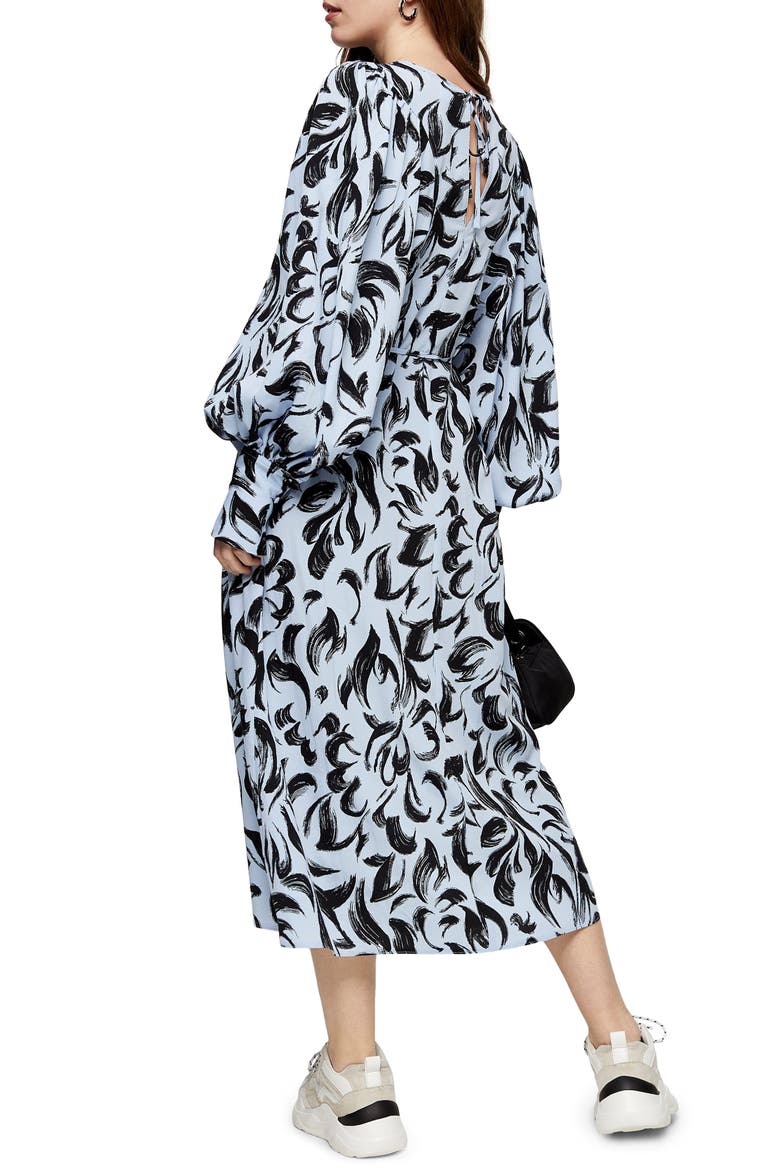 Smudge Oversize Balloon Long Sleeve Dress, Alternate, color, BLUE MULTI
