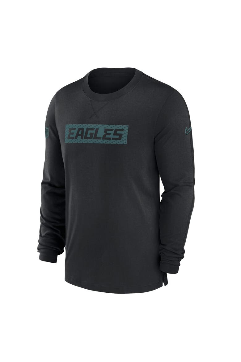 Men's Nike Black Philadelphia Eagles Sideline Player Performance Long Sleeve T-Shirt, Alternate, color, Black