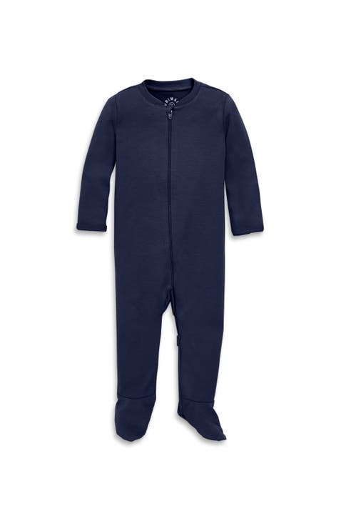 Baby Organic Zip Footie In Solid