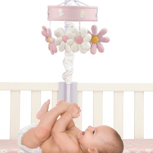 Lambs & Ivy Daisy Dreams Musical Baby Crib Mobile Soother Toy In White