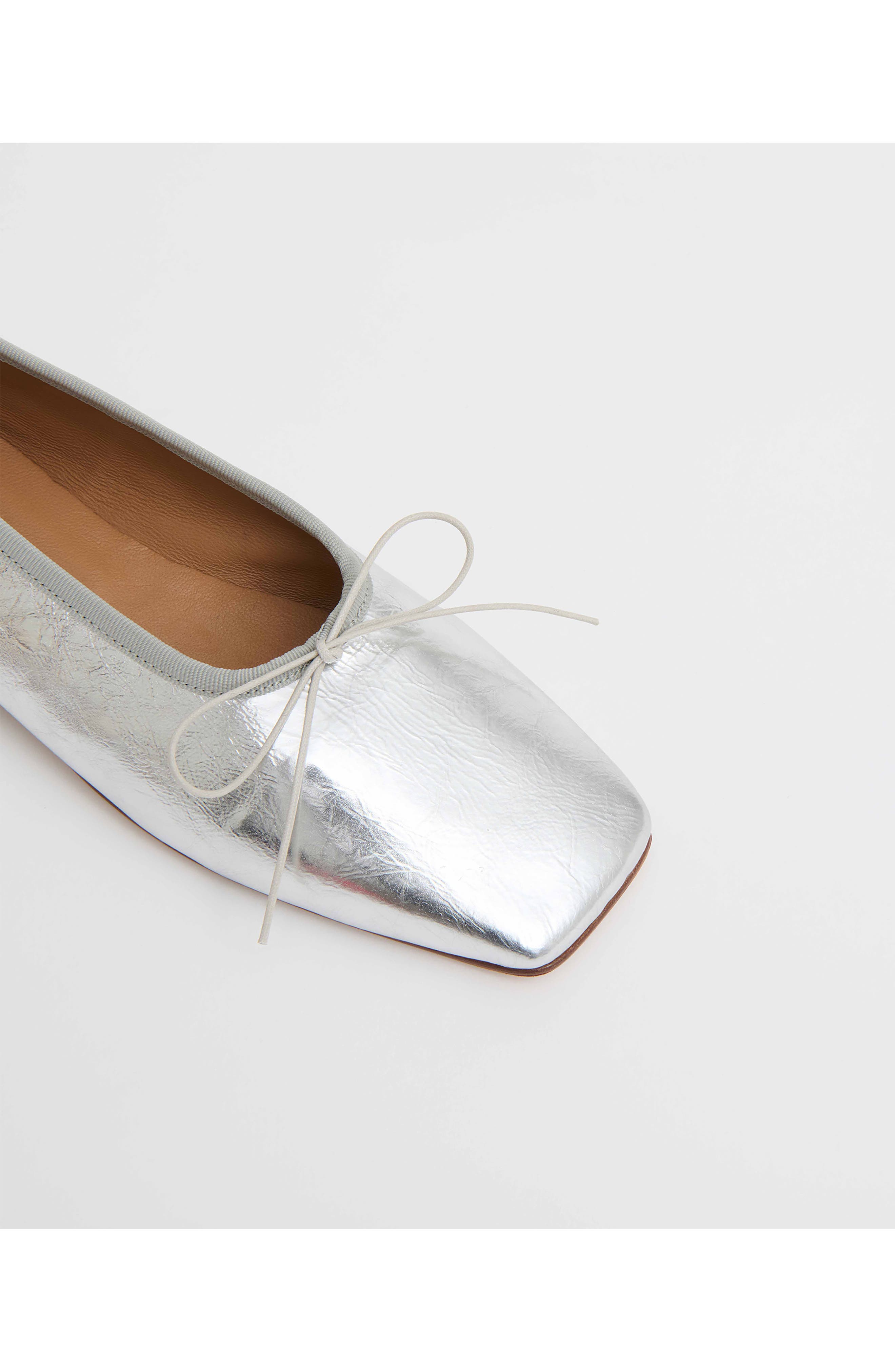 Mansur Gavriel Square Toe Ballerina Flat, Alternate, color, Silver