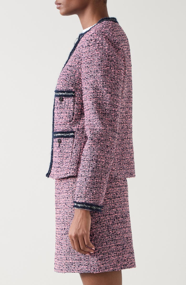 LK Bennett Charlie Trim Tweed Jacket, Alternate, color, Pink Multi
